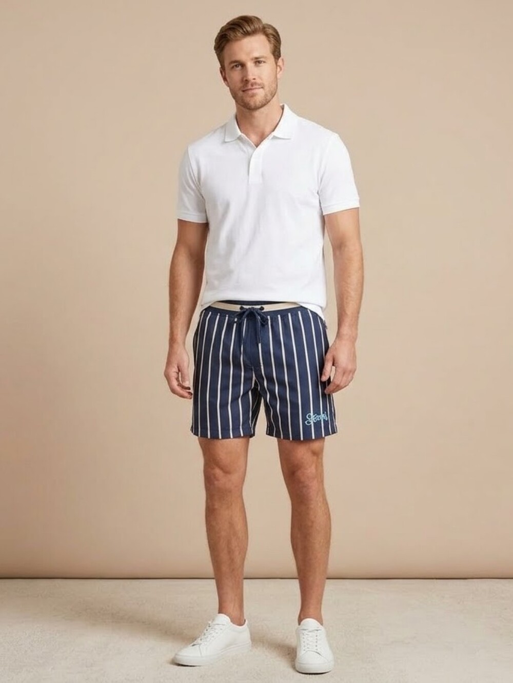 $74 AGTAWH Men's Embroidered Logo Graphic Short